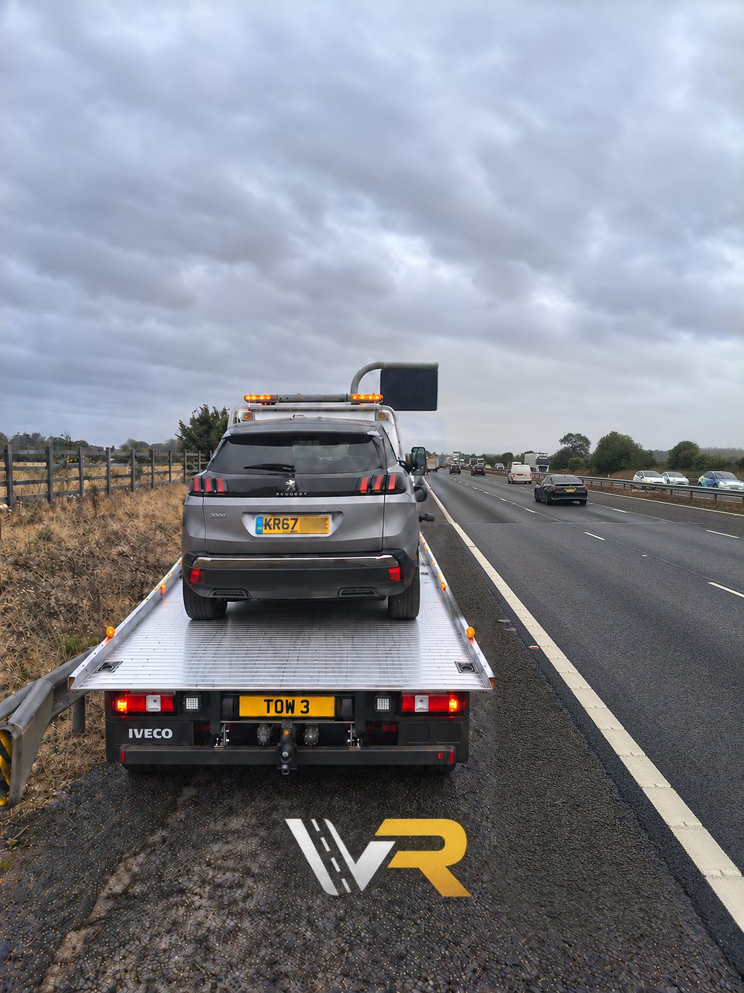 Vehicle being recovered on an Oxfordshire motorway